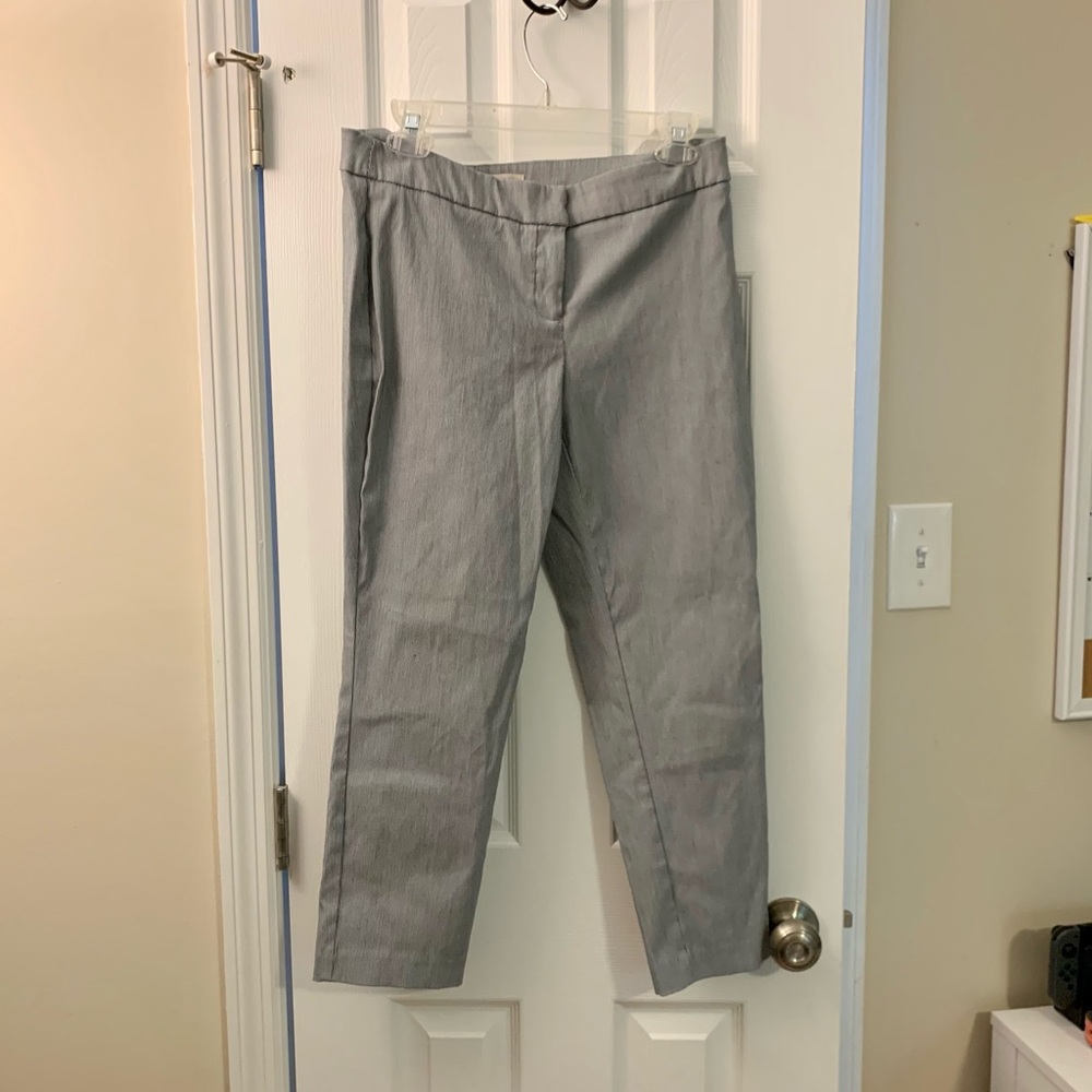 Blue and white pin striped dress pants